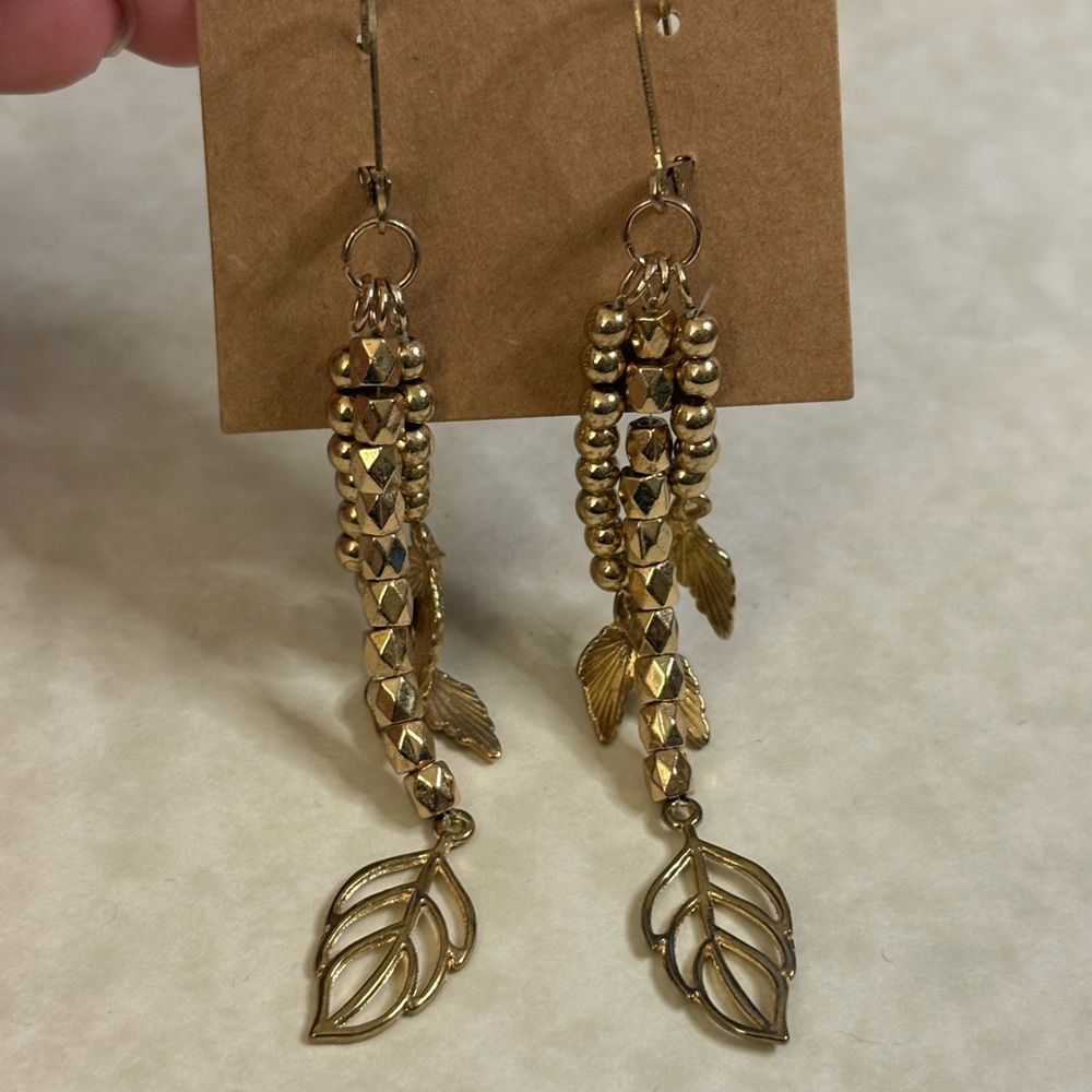 Gold Leaf Dangle Earrings